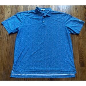 Peter Millar Summer Comfort Polo Shirt Mens 2XL Country Club Louisiana AOP Blue